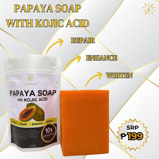 CynthGlow Papaya With Kojic Acid Whitening Soap